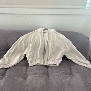 Beige zip up sweatshirt